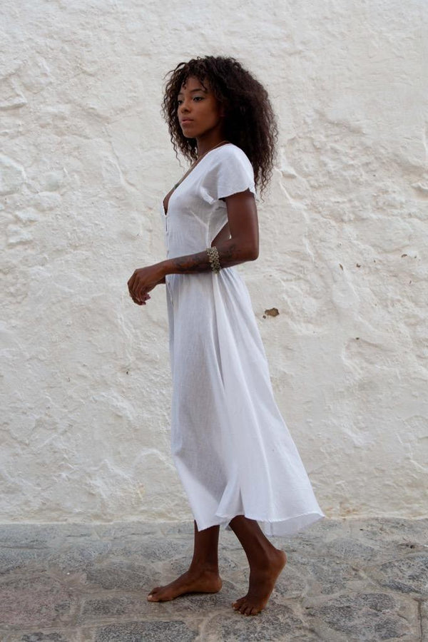 Blooming Soul Short Sleeve Cotton Midi Dress